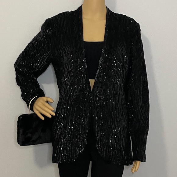 Vintage 60’s duster sequin sweater with a clip below the bust super chic elegant - Picture 2 of 10